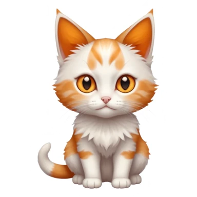 full body of very small + skinny ginger and white kitten with deep orange eyes and triangular shaped face sticker