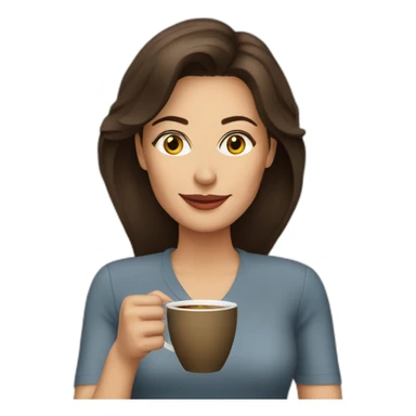 mid age brunette woman drinking coffee sticker