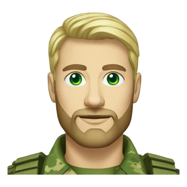 ukrainian military blonde man with a beard with green eyes with blue paint on the face  sticker