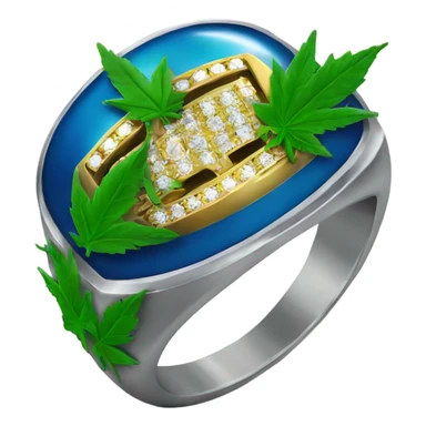Super Bowl ring with pot leaf on it sticker