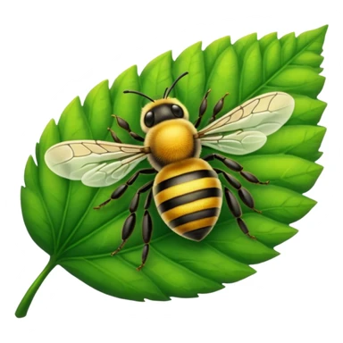 a bee on leaf sticker