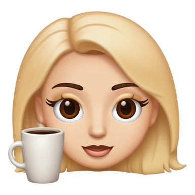 Emoji with eyelashes and coffee sticker