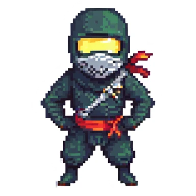 masked ninja, pixel art style, dynamic pose sticker