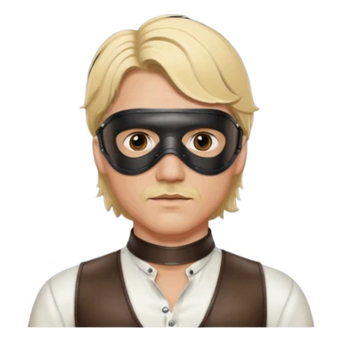 blonde man with leather eye mask and leather halter neck blouse sticker