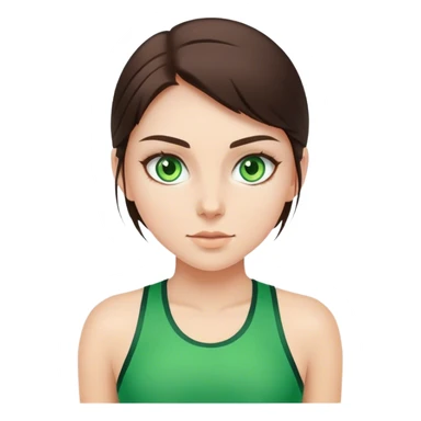 brunette girl with green eyes doing sports sticker