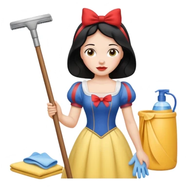 Snow White cleaning her bedroom sticker