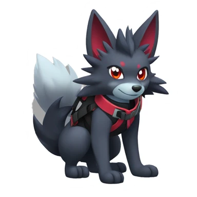 Cool Edgy Zorua-Zoroark-Mightyena with a collar and harness full body sticker