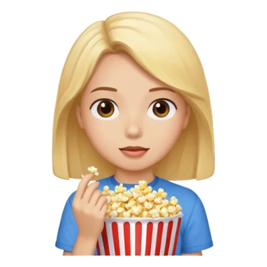 Girl eating popcorn sticker