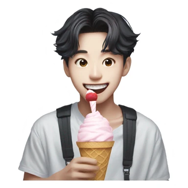 Hyunjin from stray kids eating ice cream sticker