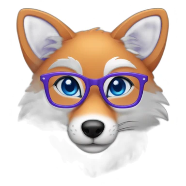 purple fox blue eyes glasses sticker