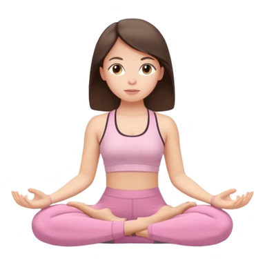 white brunette girl in light pink workout clothes meditating sticker