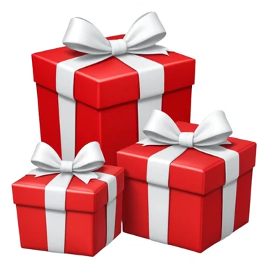 3 red gift boxes with white bows sticker