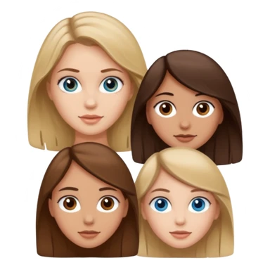 three friends: one girl who is white, has brown hair and brown eyes; one girl who is dirty blonde with blue eyes; one girl who is tan with dark brown hair and dark brown eyes sticker