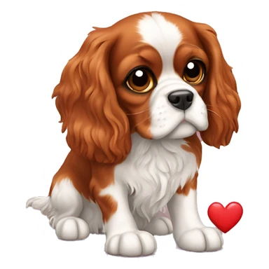Cavalier King Charles Spaniel holds a heart in his paws sticker