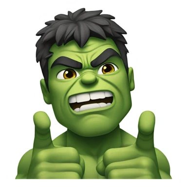 Hulk holding index finger and middle finger up (peace sign) sticker