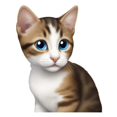 Kitten with white and brown fur, domestic short hair with big blue eyes sticker