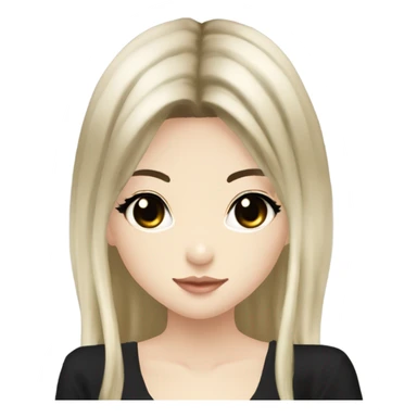 hime gyaru girl with LONG SILKY BLACK HAIR, with black satin halter top with chest, very pale skin and pretty brown monolid eyes sticker