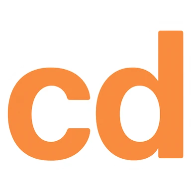 letters 'cd' in bold modern style orange color sticker