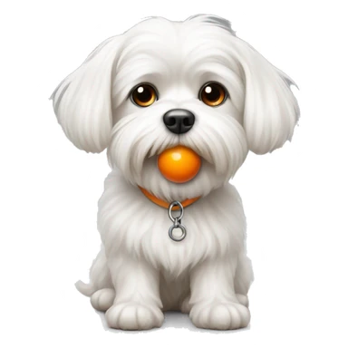 Maltese with orange ball sticker