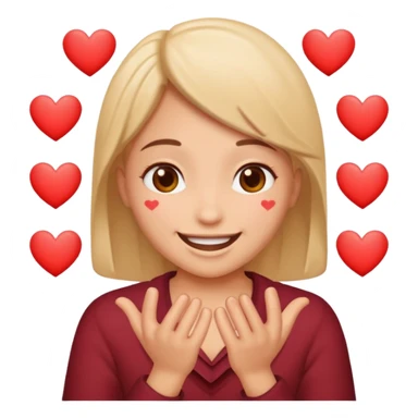 Pleading with hearts around sticker