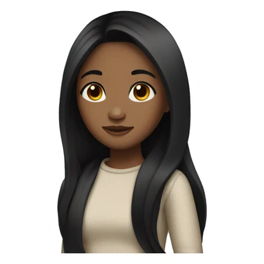 girl with long black hair and medium toned skin sticker