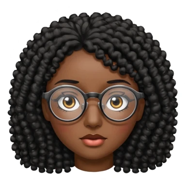 Visage avec les cheveux bouclés noir et des lunettes et des yeux zoomer sticker