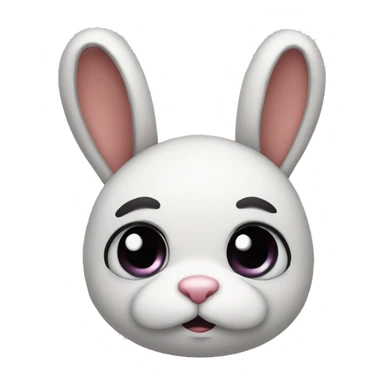 sad rabbit sad big eyes with a head bow sticker