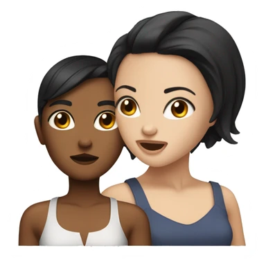 a girl with tanned skin and brown hairs arguing with a white girl with short black hair sticker