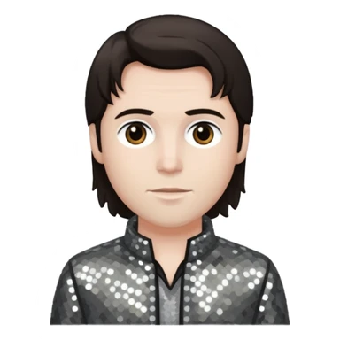 Charles Lee Ray with dark brown hair, grey sequin outfit  sticker