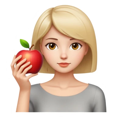 beautiful young lady with short straight hair taking a photo, upper body view, Apple emoji style sticker