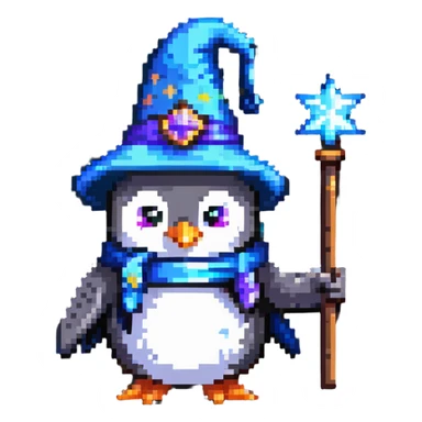 penguin wizard with magic wand sticker