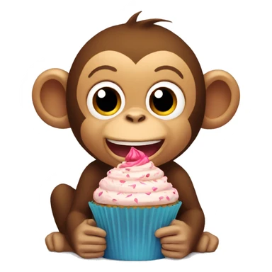Monkey eating giant cupcake sticker
