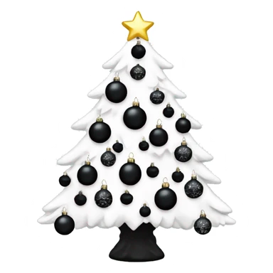 White Christmas tree decorated with black ornaments  sticker
