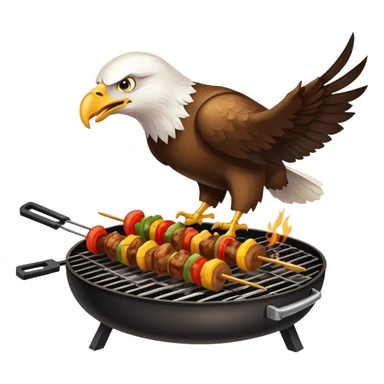 The eagle is grilling shashlik on the barbecue. sticker