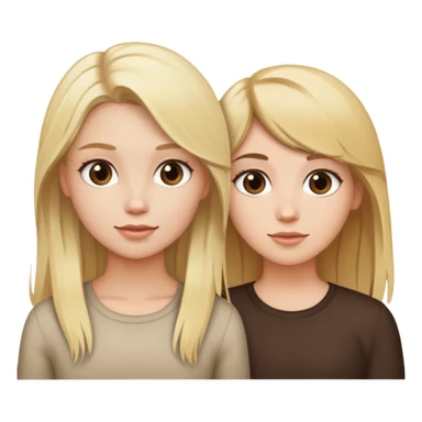 Blonde haired girl next to a brunette girl sticker