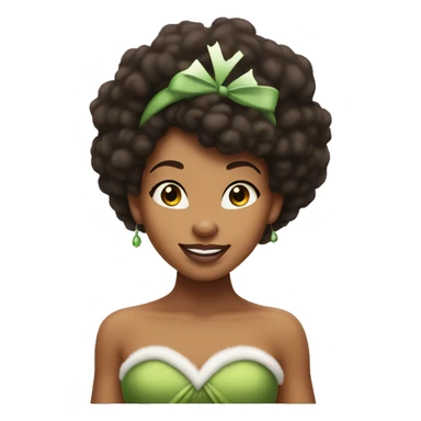 Disney Princess Tiana with afro wearing a santa hat sticker