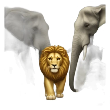 a lion on an elephants sticker