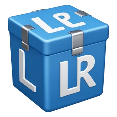 The letters LR in a blue box sticker