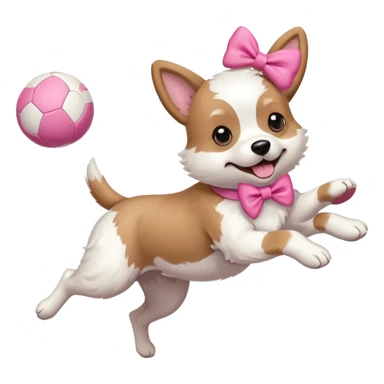 girly dog with a pink bow jumping in the air to catch a ball sticker