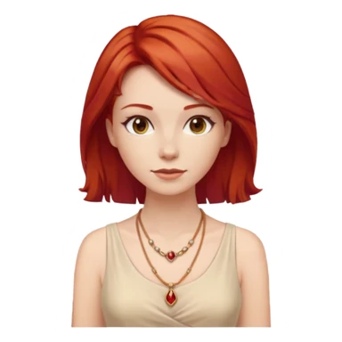 lady-in-light beige-dress-,-red-hair,-wearing-necklace sticker