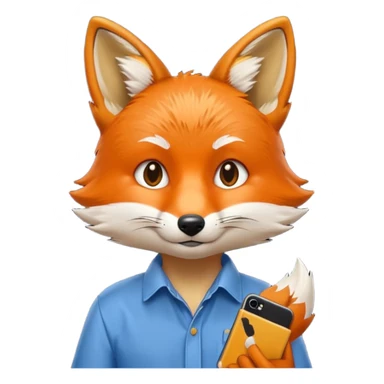 fox waist up in a shirt, iPhone emoji style sticker