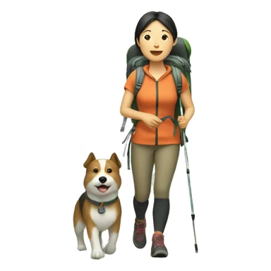 asian woman hiking with dog sticker