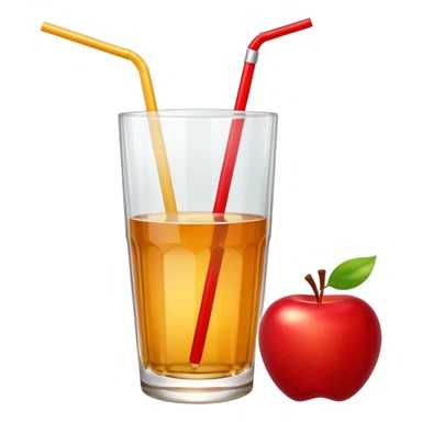 Apple juice in large glass with starw and apple at the side  sticker