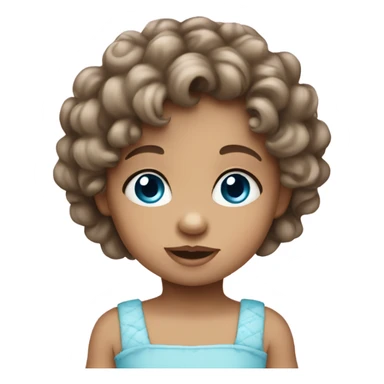 Little baby girl brunette with curly long hair and blue eyes sticker