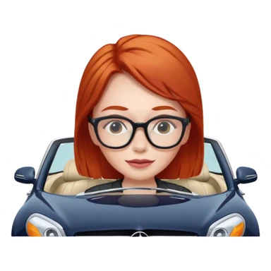 Red head glasses in convertible Mercedes  sticker