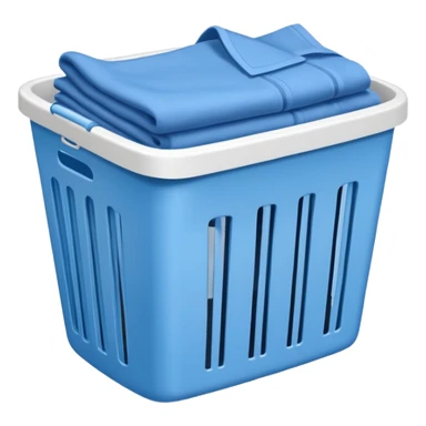 white LAUNDRY BASKET WITH FOLDED blue CLOTHES sticker