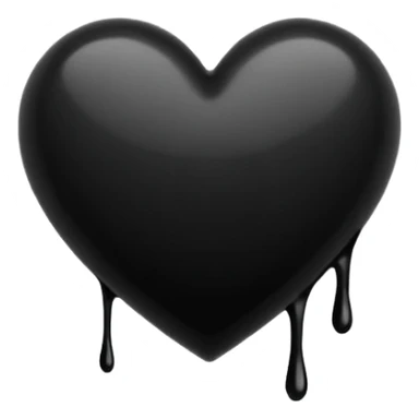 black ink blob heart emoji with ink streaks, isolated on white background, grunge, like pen stroke, flat sticker