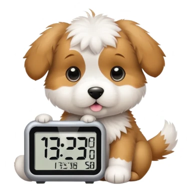 cute puppy holding a digital clock sticker