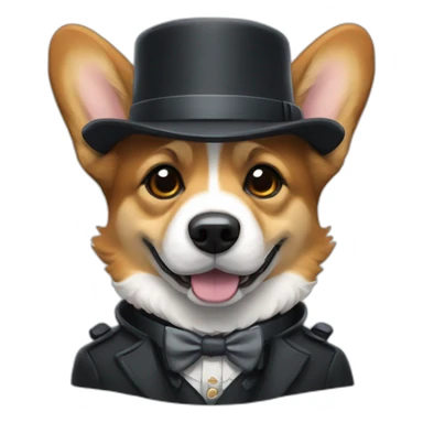 Corgi negro con traje de Sherlock holmes sticker