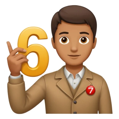 A guy holding a 6 in one hand and a 7 in the other sticker